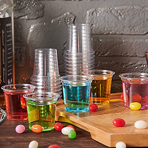 Lilymicky 1000 PACK 1 oz Plastic Shot Glasses, 1 Ounce Clear Disposable Party Cups for Vodka, Whiskey, Tequila, Mini Plastic Containers for Sauce, and Sample Tasting