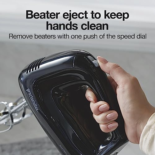 Proctor Silex Easy Mix 5-Speed Electric Hand Mixer with Bowl Rest, Compact and Lightweight, 215 Watts of Peak Power, Black (62511)