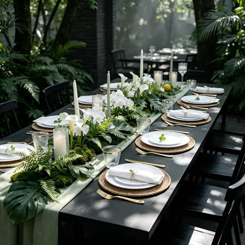 Festiva 350Pcs Gold Plastic Plates - White and Gold Dinnerware Set Disposable include 10" & 7" Plates,Cups,Silverware,Napkins -serve 50 Guests Perfect for Wedding& Easter&Birthday Party
