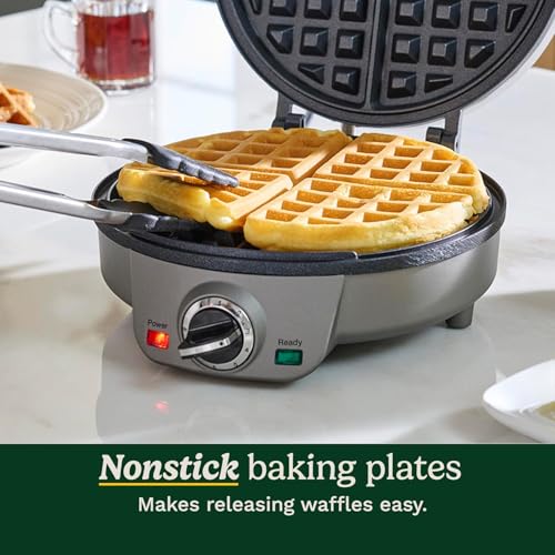 Cuisinart Belgian Waffle Maker, Round Waffle Iron, 6 Setting Adjustable Browning, Audible Alert, Nonstick Plates, WAF-200NAS