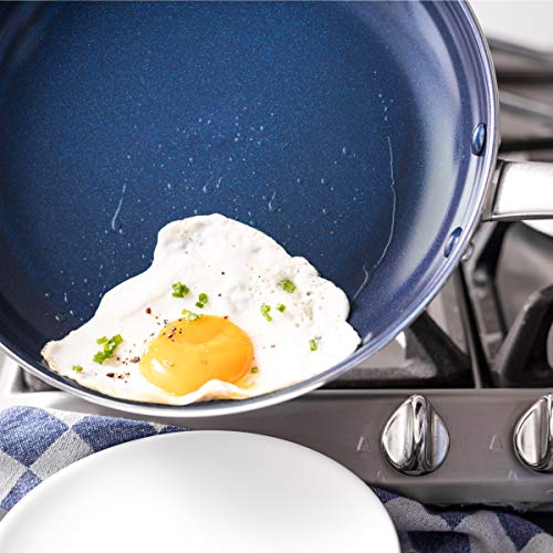 Blue Diamond Cookware Diamond Infused Ceramic Nonstick 8" Frying Pan Skillet, Induction, PFAS-Free, Dishwasher Safe, Oven Safe, Blue