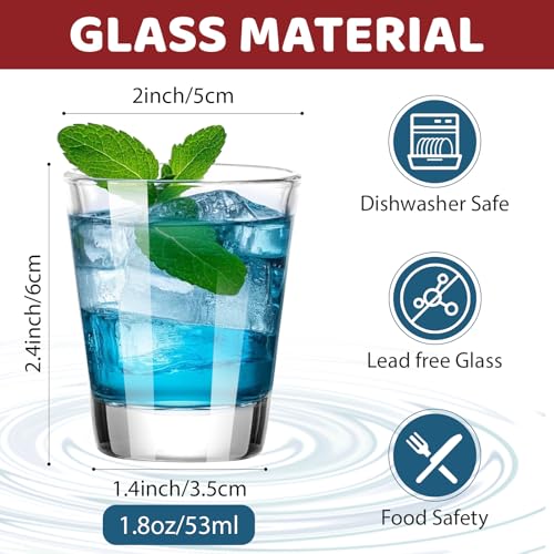 SUN GKOTTA 60 Pack Glass Shot Glasses Set,1.8OZ Shot Glasses Bulk With Heavy Base,Small mini Glass Cups for Vodka,Tequila,Espressos,Chocolate,Beer,whiskey