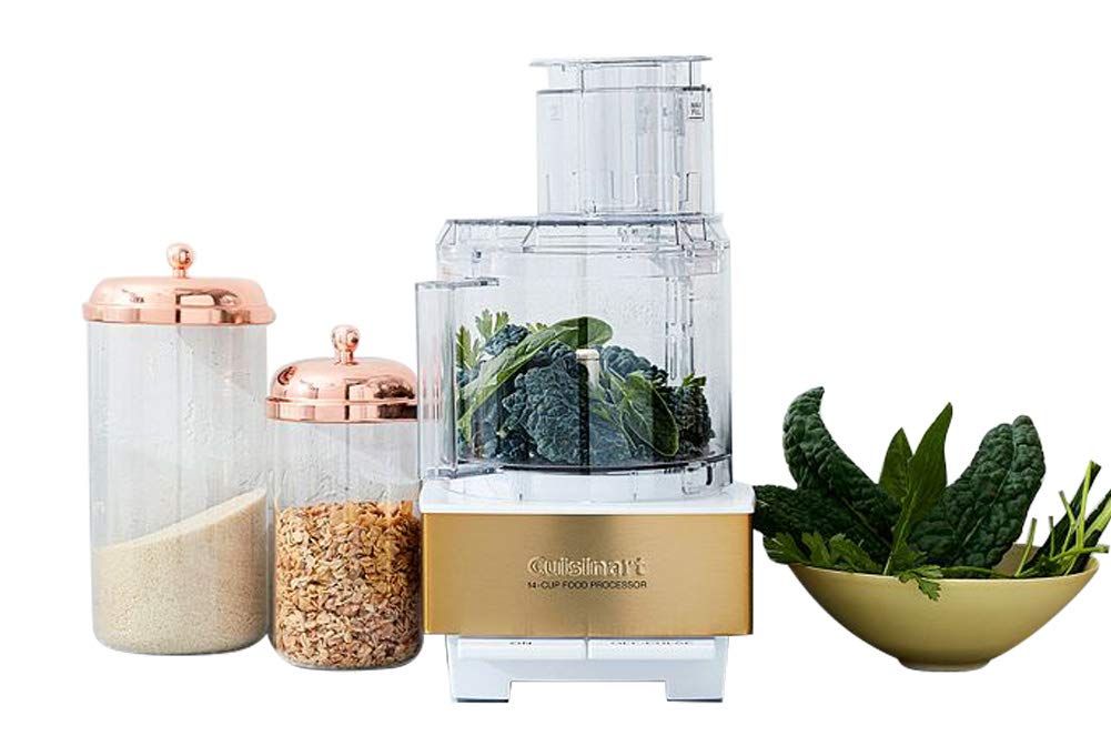 Cuisinart Food Processor 14-Cup Vegetable Chopper for Mincing, Dicing, Shredding, Puree & Kneading Dough, White/Gold Stainless Steel, DFP-14WGY