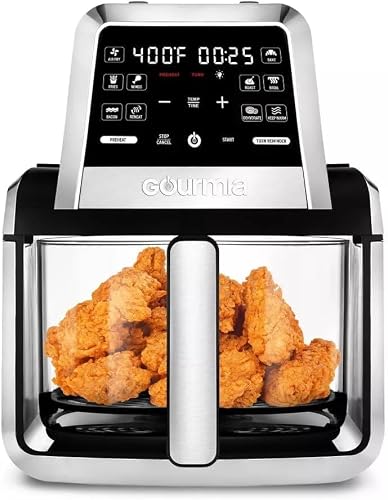 Gourmias 7 Qt Foldable Digital Air Fryer, 10 Presets, Guided Cooking, XL Capacity, Touch Controls, Nonstick
