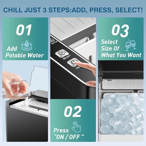 Countertop Ice Makers Machine, Portable Ice Machine Producing 9 Ice Cubes Within 6 Mins, Bullet Ice Available in Two Sizes(S/L), Compact Mini Ice Maker Appliance for Home Kitchen Camping (Comet)