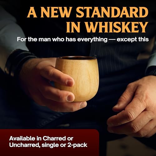 Oaksip The Original Charred Wooden Bourbon Drinking Glass | Charred Old Fashioned Glass | Bourbon Gifts for Men, Dad, or Brother | Whiskey Gifts