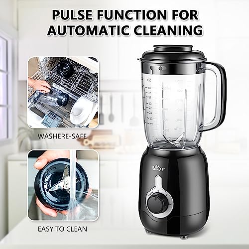 Bear Blender, 2025 New 700W Smoothie Countertop Blender with 40oz Cup for Shakes and Smoothies, 3-Speed for Crushing Ice, Puree and Frozen Fruit with Autonomous Clean