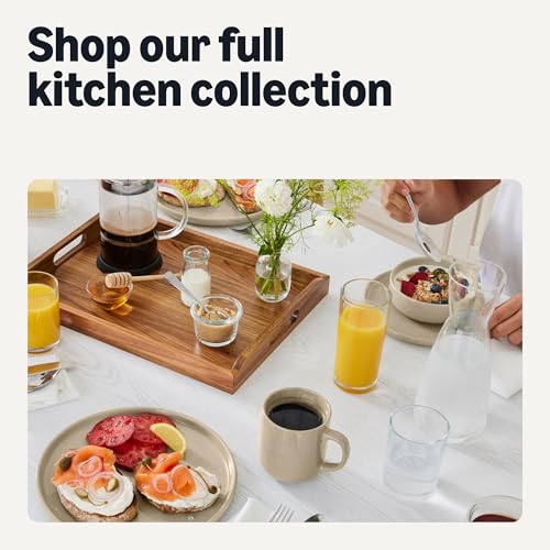 Amazon Basics Glazed Stoneware Serving Bowls, 3-Piece Set, Dishwasher-Safe, Microwave and Freezer-Safe, Nest for Space-Saving, Linen Gray