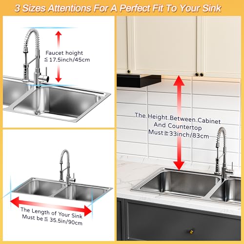 ADBIU Over The Sink Dish Drying Rack (Expandable Height and Length) Snap-On Design 2 Tier Large Dish Rack