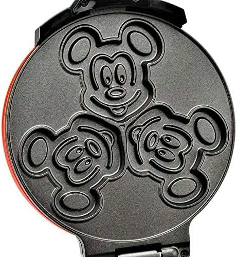 Disney Mickey Mouse MIC-62 Double Flip Waffle Maker by Select Brands - Nonstick Mini Waffle Iron with Rotating Design - Makes 6 Mickey Waffles - Variable Shade Control