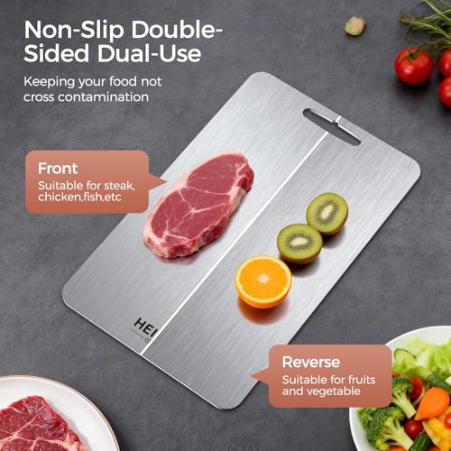 Titanium Cutting Board Set of 3, 100% Pure Titanium Cutting Boards for Kitchen, Non-Toxic, Double-Sided Chopping Boards for Raw & Cooked Food, Handles Included, Dishwasher Safe(M+L+XL)