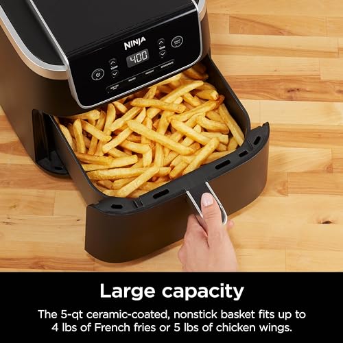 Ninja (Refurbished) Air Fryer Pro 4-in-1 with 5 QT Capacity, Air Fry, Roast, Reheat, Dehydrate, Air Crisp Technology with 400F, crispy results in just minutes (Renewed)