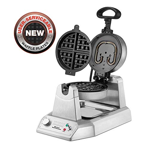 Waring Commercial Belgian Waffle Maker, 25 Waffles per Hour, Rotary Feature for Even Baking, Triple-Coated Nonstick Plates, NSF Certified, WW180X