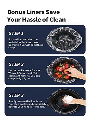 [NEW LAUNCH] KOOC 8.5-Quart Programmable Slow Cooker, Larger than 8 Quart, More Practical than 10 Quart, with Digital Countdown Timer, Free Liners Included for Easy Clean-up, Black, Oval…