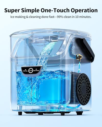 SenCre Nugget Ice Maker with Handle, 40lbs/Day Countertop Ice Maker Ready in 5 Mins, Soft Sonic Ice, Auto-Cleaning Ice Makers Portable Ice Machine for Home Kitchen Office Party & Large Families