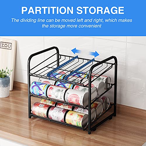AIYAKA Can Rack Organizer, 3 Tier Stackable Can Storage Dispenser,for Food Storage, Kitchen or Pantry, Storage for 36 Cans, Black