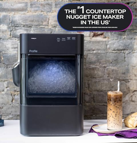 GE Profile Opal 2.0 Ultra Nugget Ice Maker with Scale Inhibiting Filter, Scoop Included, 38 lbs in 24 Hours, Pellet Ice Machine with WiFi & Smart Connected, Black