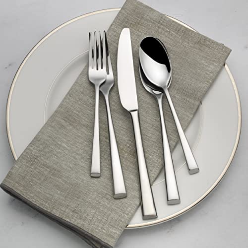 Mikasa Rockford 20-Piece Flatware Set, Service for 4, Forged 18/0 Stainless Steel Silverware with Modern Square-Cut Design, Dishwasher Safe Cutlery Set