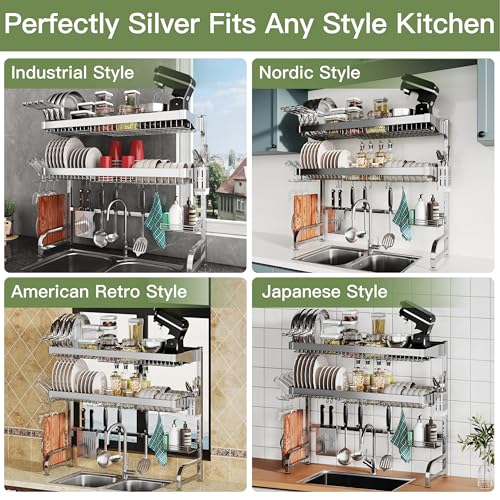 BOOSINY Over The Sink Dish Drying Rack, Extra Large Capacity Dish Drainer