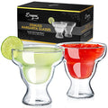 Dragon Glassware Margarita Glasses - 12 oz Clear Double Wall Stemless Margarita Glasses Set of 2 - Insulated Barware Set to Keep Beverages Hot or Cold Longer