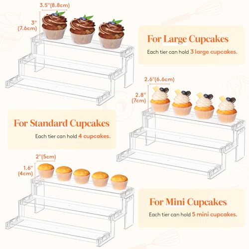 Lifewit Spice Rack, Perfume Cologne Organizer, Cupcake Stand, Tool-Free Assembly, Display Riser Shelf, Seasoning Figurine Makeup Holder, Room Decor, Kitchen Cabinet Storage, Clear, 12in-3 Tier, 1 Pcs
