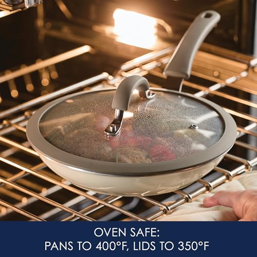 Rachael Ray Cook + Create Aluminum Nonstick Cookware Set, 10-Piece, Almond