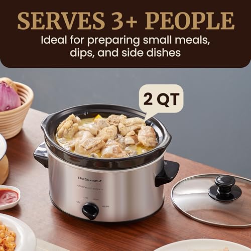 Maxi-Matic MST-275XS Electric Oval Slow Cooker, 2 Qt, Stainless Steel