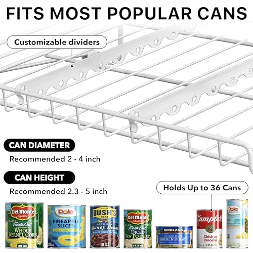 Simple Houseware Stackable Can Organizer Rack for Pantry/Cabinet - 11.5" D x 17" W x 13.75" H, Holds 36 Cans, 3-Tier Can Food Storage Dispenser, White