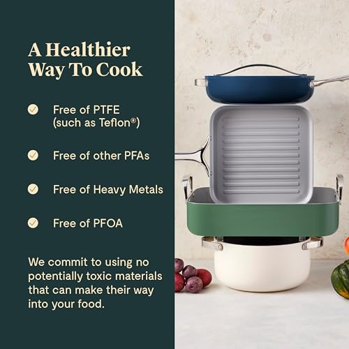 Caraway Roasting Pan - 16x13” Roasting Pan with Rack - Non-Stick Ceramic Coated - Non Toxic, PTFE & PFOA Free - Oven Safe & Compatible with All Stovetops - Navy