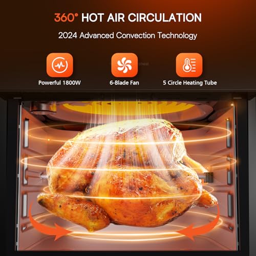 Nuwave Brio 15.5Qt Air Fryer Oven with Plug-In Grill, XL Family Size, 10-in-1, Air Fry, Grill, Rotisserie, Even & Crisp Cooking, 50°–425°F, 1800W