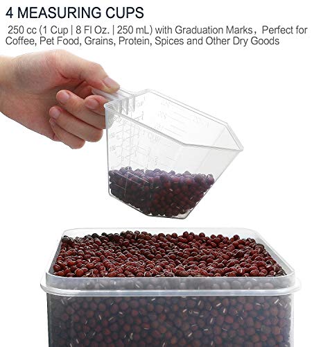 M MCIRCO Extra Large 7qt / 6.5L/220oz Tall Food Storage Containers, WIDE & DEEP, 4-Piece Plastic Airtight Kitchen Pantry Storage Containers for Flour, Sugar, with 4 Measuring Cups,20 Labels