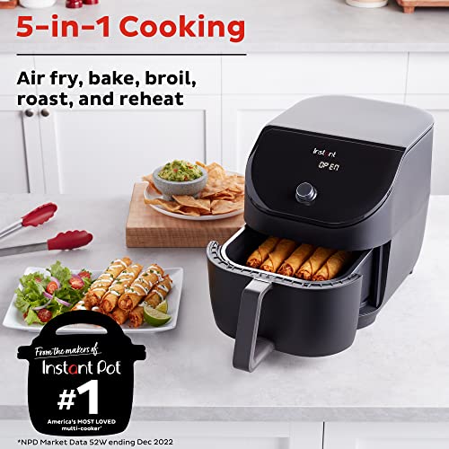 Instant Pot Vortex Slim 6QT Air Fryer that Crisps, Roasts, Reheats, Bakes, Broils & is Quiet, Space Saving, Nonstick, Dishwasher-Safe, 100+ In-App Recipes, from the Makers of Instant Pot, Black