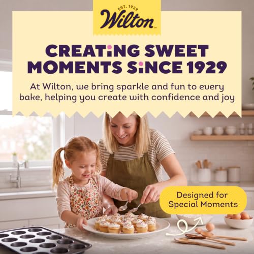 Wilton Gold Non-Stick Bakeware Muffin Pan - Baking Pan for Muffins & Cupcakes - Made Without PFAS, Dent Resistant & Dishwasher Friendly - Offers Even Heat Distribution - 10.5 x 15 x 2 Inches, 12 Cup