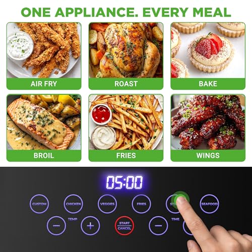 NutriChef Family Size 7.5 Quart Air Fryer | 6 Preset Cooking Modes | Glass Fry Bowl for Best Cooking | 360° Air Circulation | Cook Veggies, Steak, Fries, Seafood, Chicken & More | White