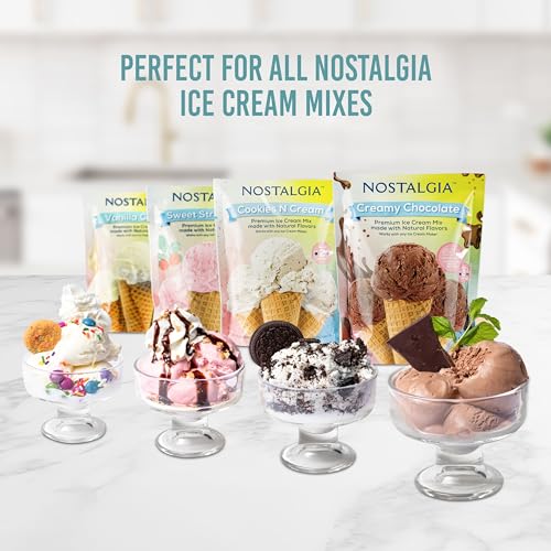 Nostalgia Electric Ice Cream Maker with 2-Qt Double Insulated Gel Canister & Stainless Steel Base - Makes Sorbet, Soft Serve, and Frozen Yogurt - Aqua