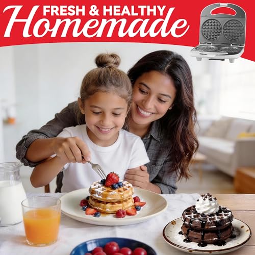 SugarWhisk Double Mini Waffle Maker Machine, Chaffle Maker, Waflera Electrica, Small Waffle Iron for Waffles, Keto Chaffles, Hash Browns, Cookies, 4 Inch