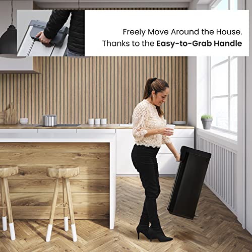 Home Zone Living 18.5 Gallon Large Capacity Kitchen Trash Can, Tall Stainless Steel Liner-Free Body, 70 Liter Capacity, Matte Black, Virtuoso Series