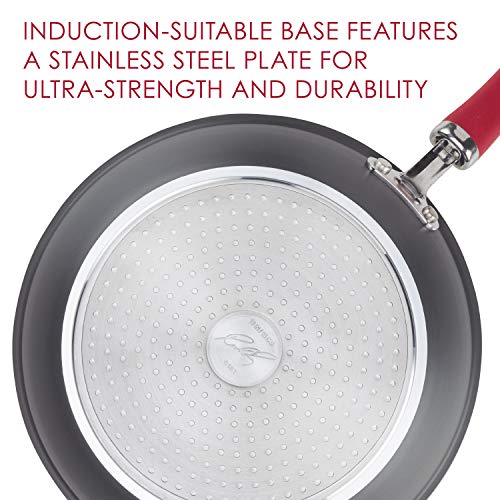Rachael Ray Create Delicious Hard Anodized Nonstick Cookware Pots and Pans Set, 11 Piece, Red Handles