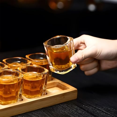 SUN GKOTTA 60-Pack 2.2oz Heavy Base Square Shot Glasses Bulk,Clear Glass Shooters Set for Tequila,Whiskey,Espresso, Party Favors,Wedding And Birthday Gifts