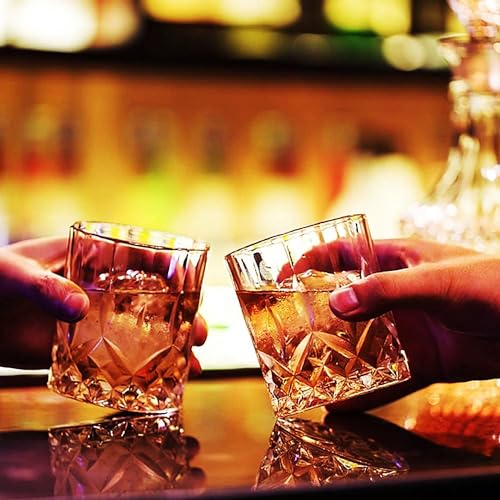 GLASKEY Whiskey Glasses Set of 4,Rock Glasses,11 oz Lead-Free Crystal Bourbon Glass,Old Fashioned Glass for Bourbon,Cognac,Irish Whisky,Personalised Whisky Glass Gift Set for Men,Dad,Brother