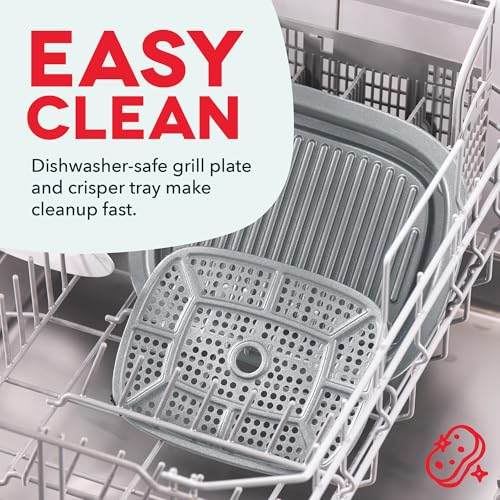 Dash Flip & Fry™ Digital 2-in-1 Grill & Air Fryer - Has AirCrisp® Technology - Digital Touchscreen, Ceramic Nonstick Grill Plate & Special Dehydrate Function - 3 Quarts - Navy