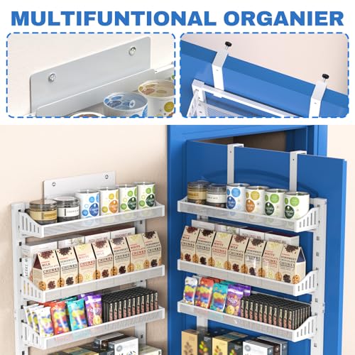 coobest 8-Tier Over the door Spice Rack Organizer, Large Heavy Duty Metal Wall Mount or Over The Door, 2 in 1 Rust-Proof Hanging Storage Shelf for Kitchen Pantry, Bathroom, Laundry Room, Closet