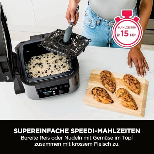 Ninja Speedi 10-in-1 Quick Cooker, Air Fryer, Air Fryer and Multicooker, 5.7L, Meals for 4 in 15 Minutes, Steam, Grill, Bake, Roast, Sear, Stew and More, Black, ON500EU