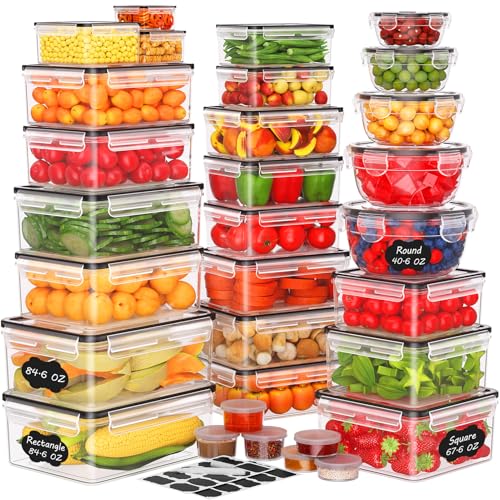 62 PCS Large Food Storage Containers with Lids Airtight (31 Lids & 31 Containers)- 85 OZ Reusable Plastic Leakproof
