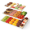 SpaceWhisper 3 Pack Serving Tray, White Rectangular Appetizer Platters for Party, Catering, Buffet, Large Reusable Serving Dishes for Snacks, Fruit, Dessert, 3 Size Set 16 * 11", 14 * 9", 12 * 7"