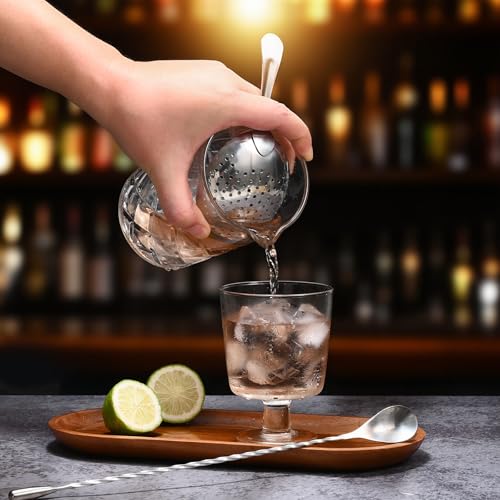 Etens Cocktail Strainer Set – Bar tools Stainless Steel Includes Hawthorne Strainer, Julep & Fine Mesh Cocktail Strainers, Mixing Spoon – Drink Shaker Strainer for Bartending