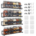 Spice Rack Wall Mounted 4 Tier – Space-Saving Kitchen Spice Organizer for Seasonings – Screw or Adhesive Hanging – Wall Mount Hanging Spice Rack for Wall, Cabinet, Pantry Door 2.5x 2.5x11.5 in