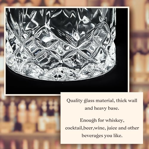 Ayearparty 24 Pcs Old Fashioned Whiskey Glasses Bulk 10 Oz Bourbon Glass Cocktail Rocks Glasses for Whiskey Bourbon Vodka Liquor and Cocktail Drinks Gift for Father