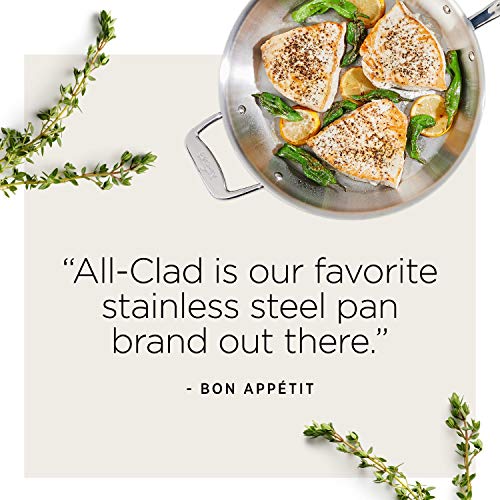 All-Clad D5 5-Ply Brushed Stainless Steel Stockpot 8 Quart Induction Oven Broiler Safe 600F Pots and Pans, Cookware Silver