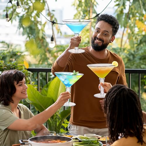 Unbreakable Giant Martini Glasses set of 2, 48 oz Plastic Cocktail Glasses, Jumbo, Reusable, BPA Free, Detachable, Perfect for Picnic, Beach & Patio Party, Appetizers, Birthday, Wedding and All Events